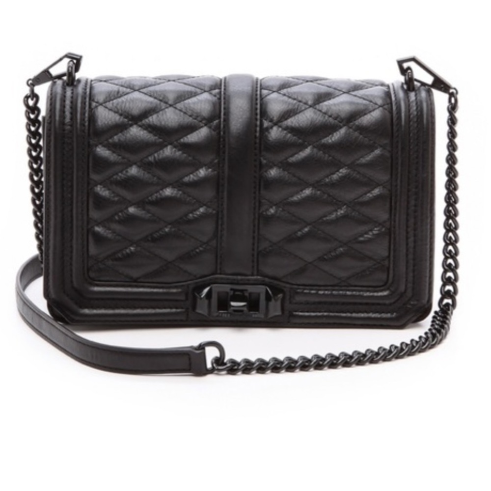 Black Rebecca Minkoff Chevron Quilted Small Love Crossbody